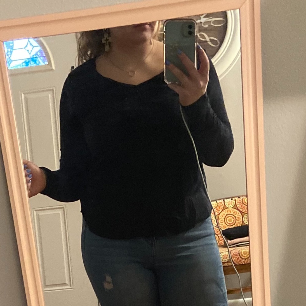 Long-sleeve black top